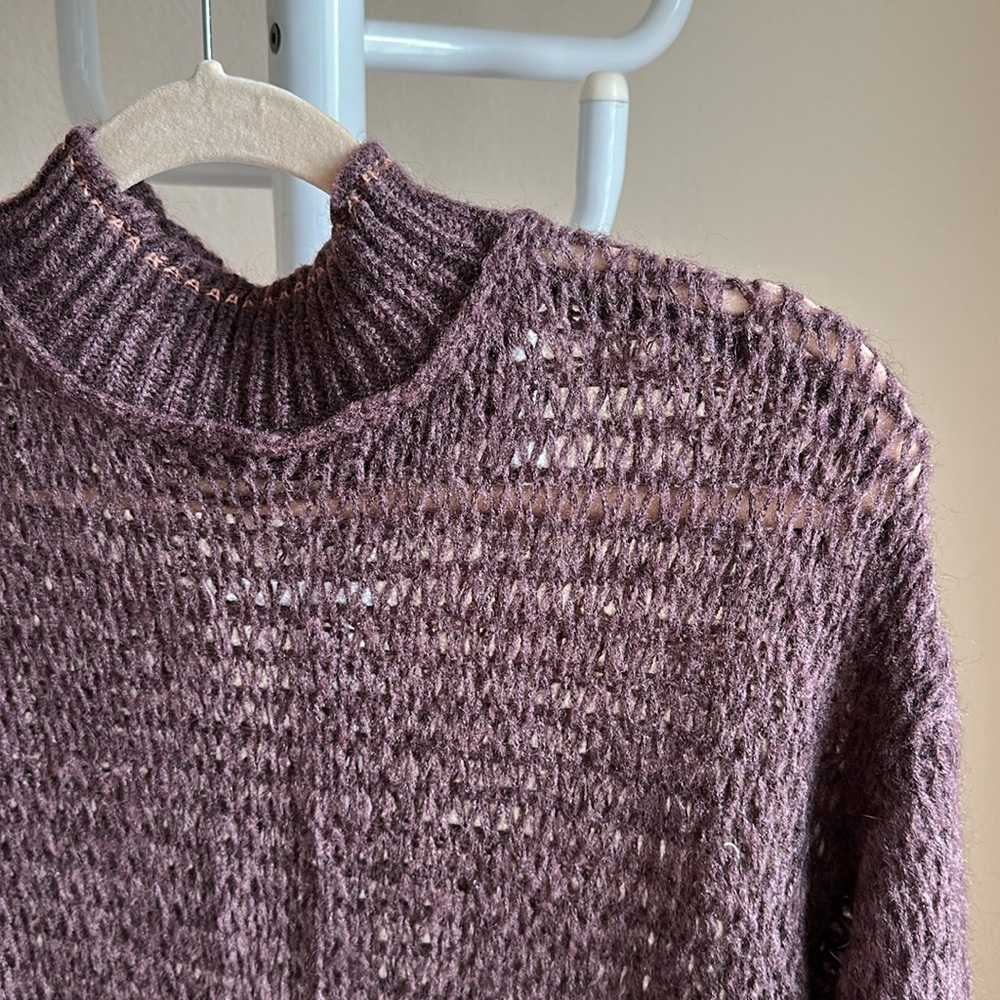 Purple Knit Sweater with Ruffle Hem - Picture 3 of 5